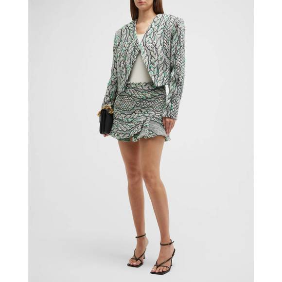 NEW IRO agnese jacket in green multico - Picture 2 of 5